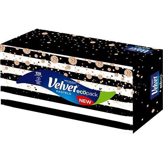 Velvet chusteczki trzywarstwowe Pastels 120 sztuk Kartonik

