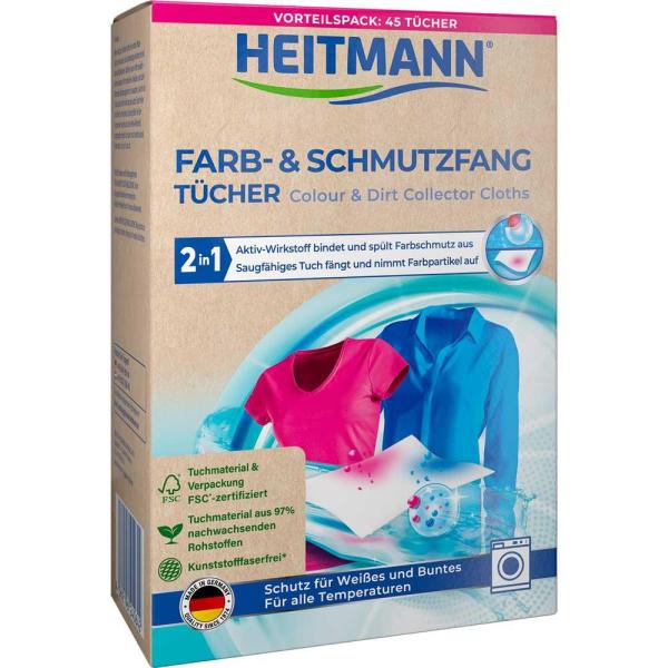 Heitmann chusteczki wyłapujące kolory i brud 45 sztuk