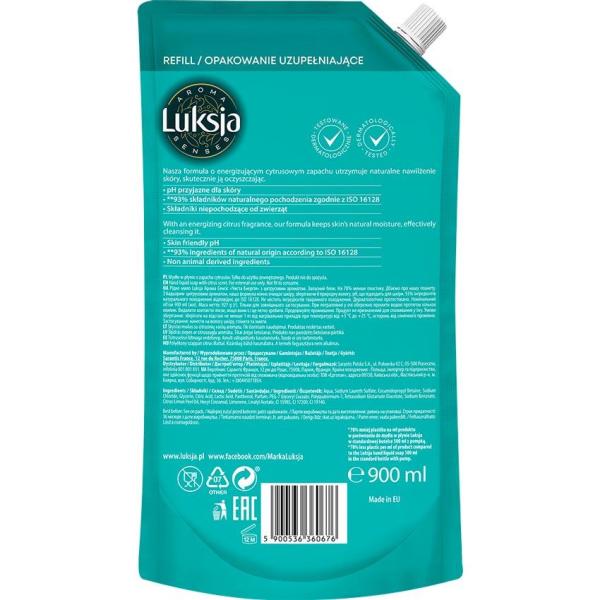 Luksja mydło w płynie Aroma Purely zapas cytrusy 900ml
