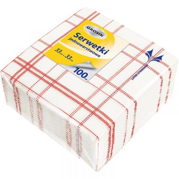Grosik serwetki gastronomiczne czerwone 33x33 100szt