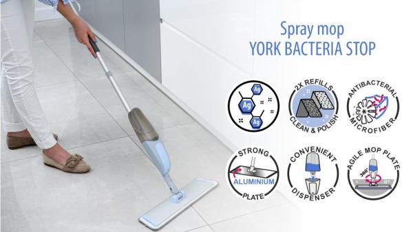 York mop płaski ze spryskiwaczem Bacteria Stop

