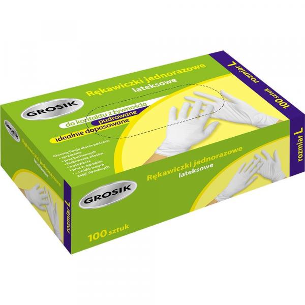 Grosik rękawiczki z lateksu 100szt rozm. L