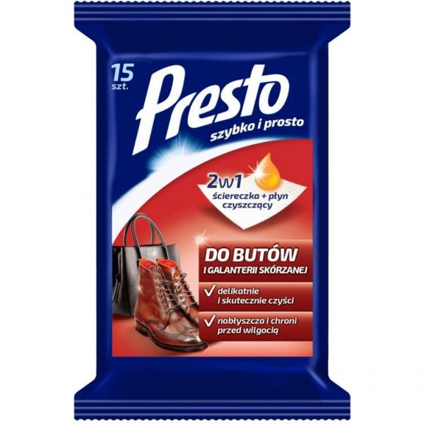 Presto chusteczki do butów i galanterii skórzanej 15szt.
