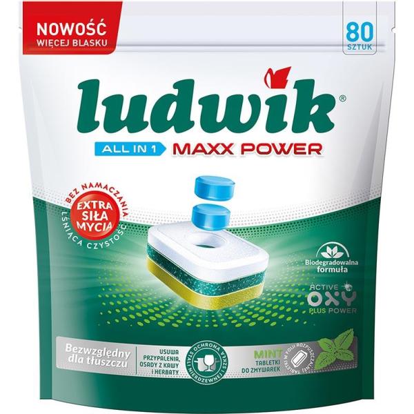 Ludwik All In One Maxx Power tabletki do zmywarek 80szt. Mint 