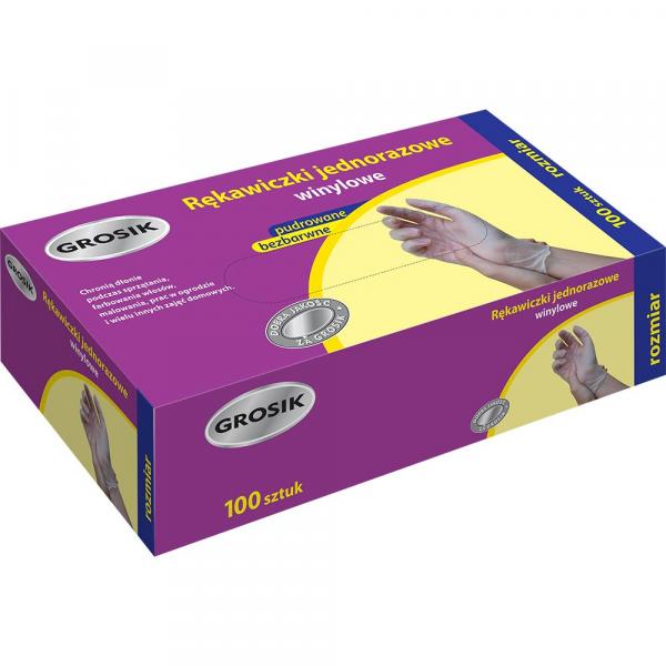 Grosik rękawiczki z tworzywa winylowego 100 sztuk, rozm. M