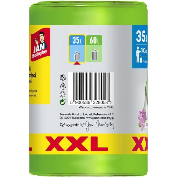 Jan Niezbędny worki na śmieci HD zawiązywane 35L 100 sztuk
