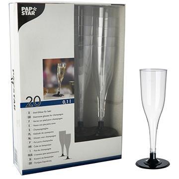 Papstar plastikowe kieliszki do szampana 17.5cm 100ml 20 sztuk
