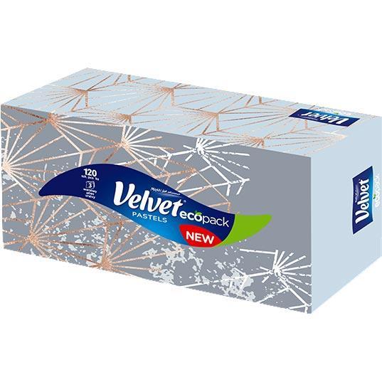 Velvet chusteczki trzywarstwowe Pastels 120 sztuk Kartonik
