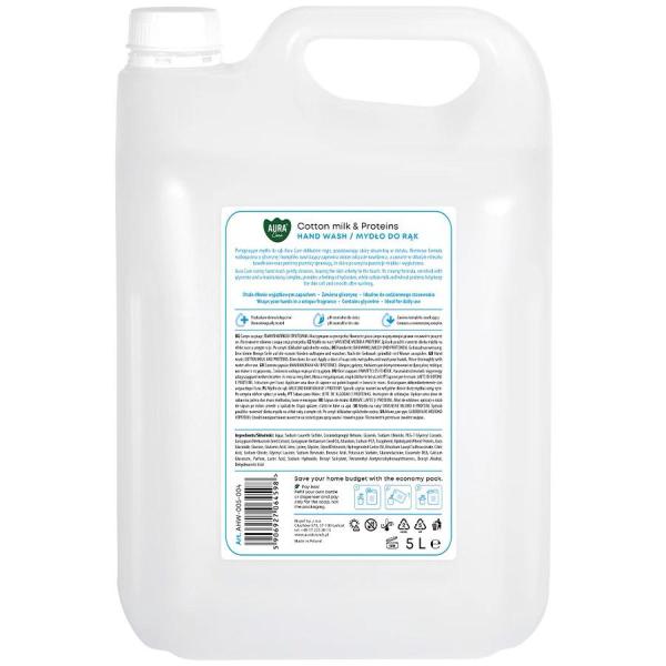 Bispol Aura mydło w płynie zapas 5L Mleczko Bawełniane i Proteiny (AHW-005-004) 