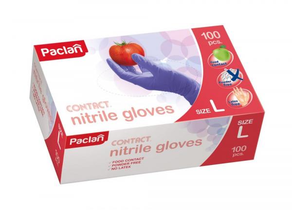 Paclan rękawiczki nitrylowe L niebieskie a100