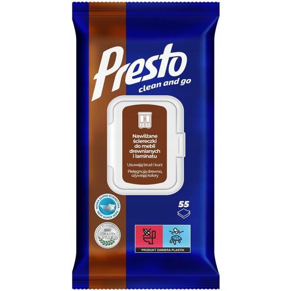 Presto Clean ściereczki nasączane do mebli drewnianych 55 sztuk