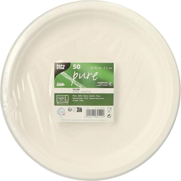 Papstar talerz okrągły niedzielony 26cm 50 sztuk Trzcina Cukrowa 