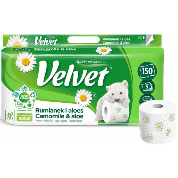 Velvet papier toaletowy trzywarstwowy 8 rolek Rumianek i Aloes 