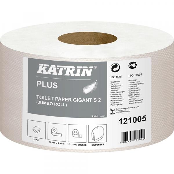 Katrin Plus 121005 papier Jumbo celuloza 2-warstwowy, 125 metrów, 12 sztuk