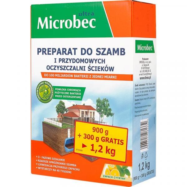 Microbec Ultra środek do szamb i przydomowych oczyszczalni ścieków 900+300g Cytryna