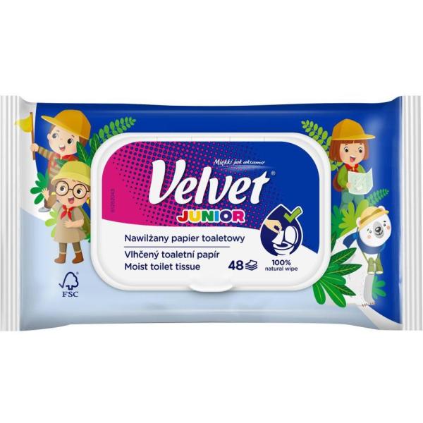 Velvet Junior papier toaletowy dla dzieci nawilżany 48 sztuk 