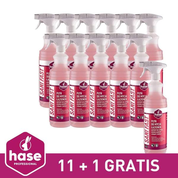 Hase Sani Fast Pakiet 11+1 płyn do mycia łazienek w sprayu 1L 9677