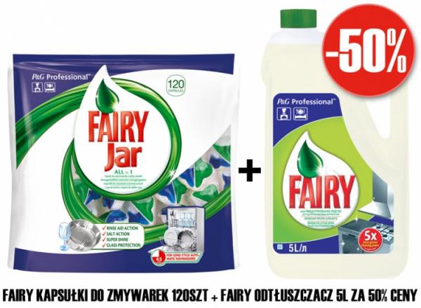 Fairy zestaw kapsułki do zmywarek 120szt + Fairy odtłuszczacz 5L