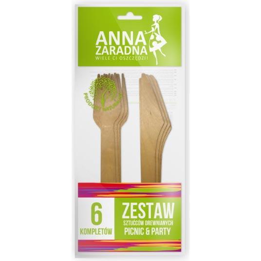 Anna Zaradna zestaw sztućców drewnianych 6 kompletów
