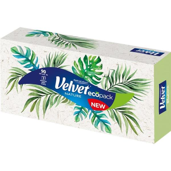 Velvet chusteczki trzywarstwowe Nature 90 sztuk Kartonik
