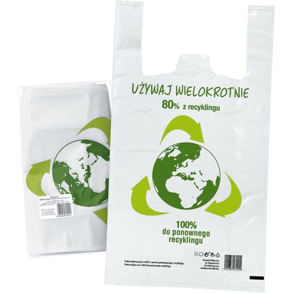 Grosik reklamówki z rączkami Eko 55mikronów 50 sztuk biała