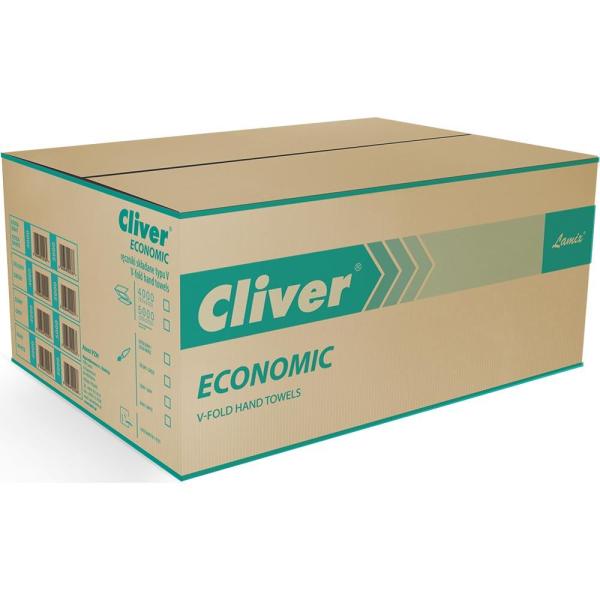 Cliver (4000) Economic ręcznik składany ZZ jednowarstwowy szary Makulatura 
