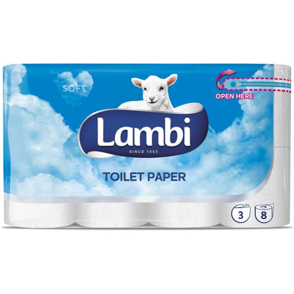 Lambi papier toaletowy, 3 warst., 8 rolek, biały