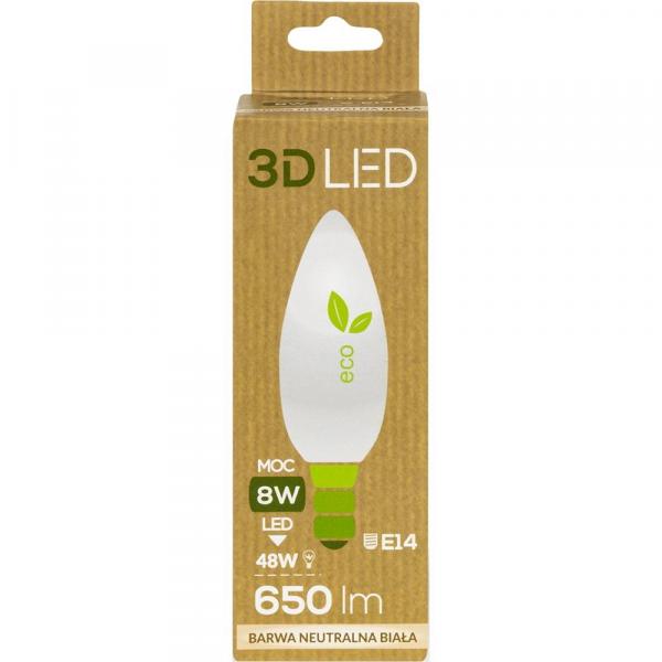 3D LED żarówka LED żarówka E-14 8W neutralna biała
