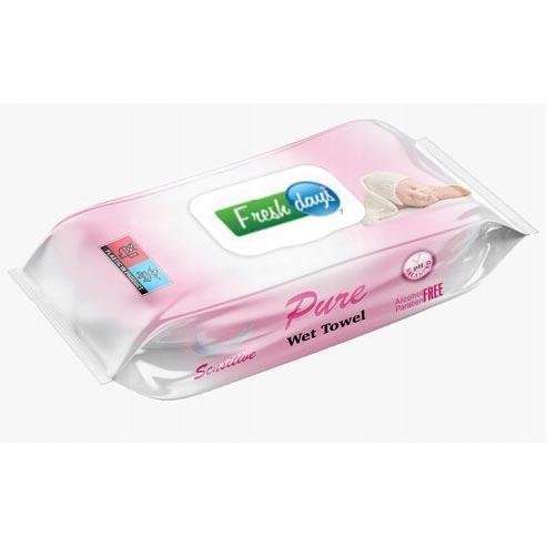 Fresh Days chusteczki nawilżane 120 sztuk Różowe