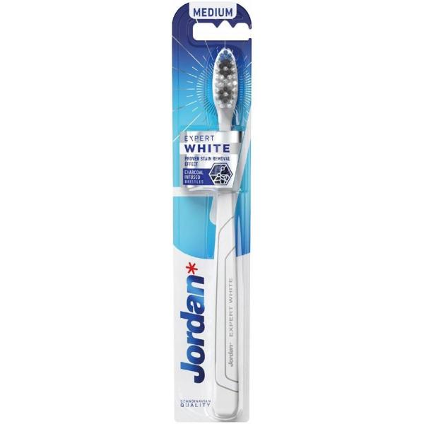 Jordan Expert White szczoteczka do zębów średnia