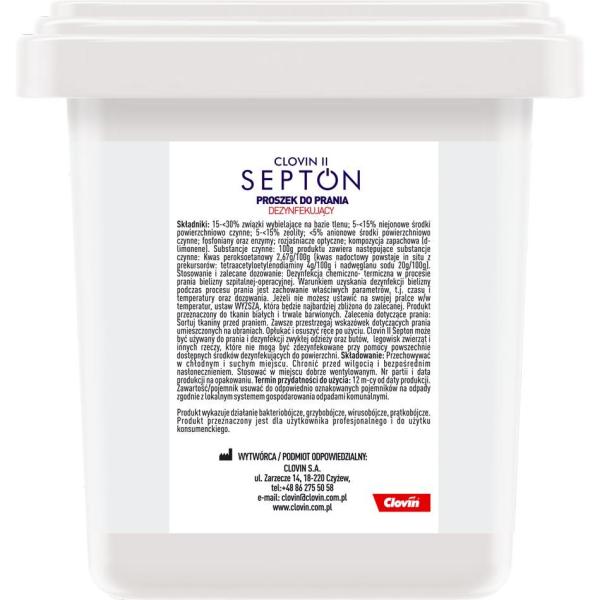 Clovin II Septon proszek do dezynfekcji prania 5,175kg