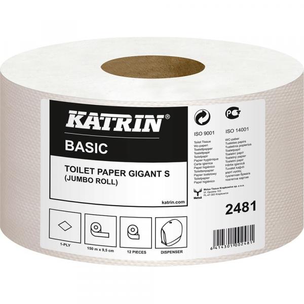 Katrin Basic 2481 papier Jumbo szary 1-warstwowy, 150 metrów, 12 sztuk