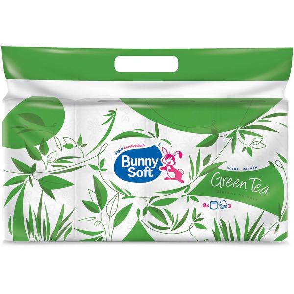Bunny Soft papier toaletowy 3-warstwowy 8 rolek Zielona Herbata 