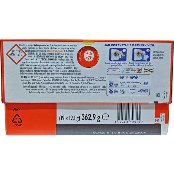 Vizir kapsułki do prania tkanin 19szt. Alpine Fresh