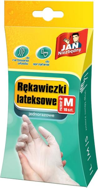 Jan Niezbędny Rękawice Lateksowe rozm. M 10 szt.
