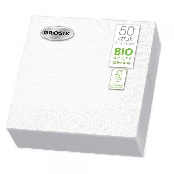 Grosik serwetki 33x33cm 2W, 50szt. białe