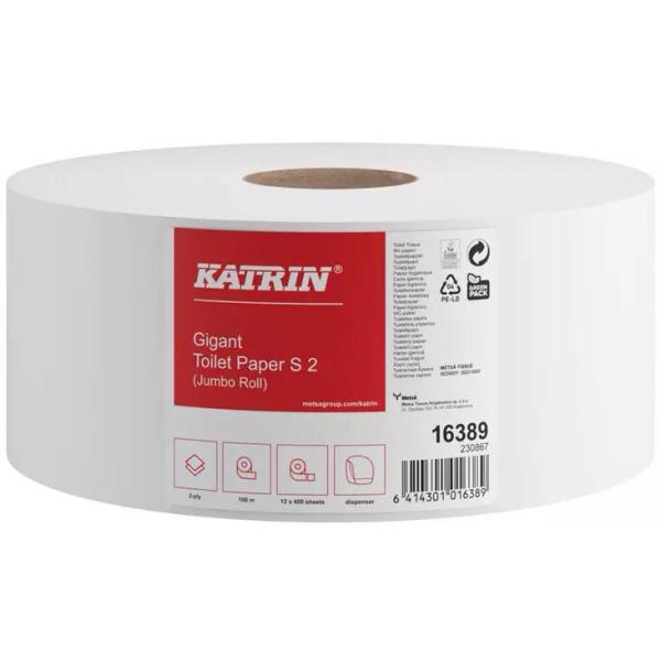 Katrin Classic 16389 Jumbo papier toaletowy biały 2-warstwowy, 100m, 12 sztuk