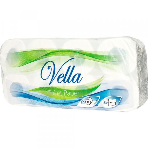 Vella papier biały celuloza 3-warstwowy 250 listków 8 sztuk