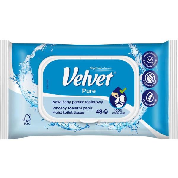 Velvet Pure papier toaletowy nawilżany 48 sztuk
