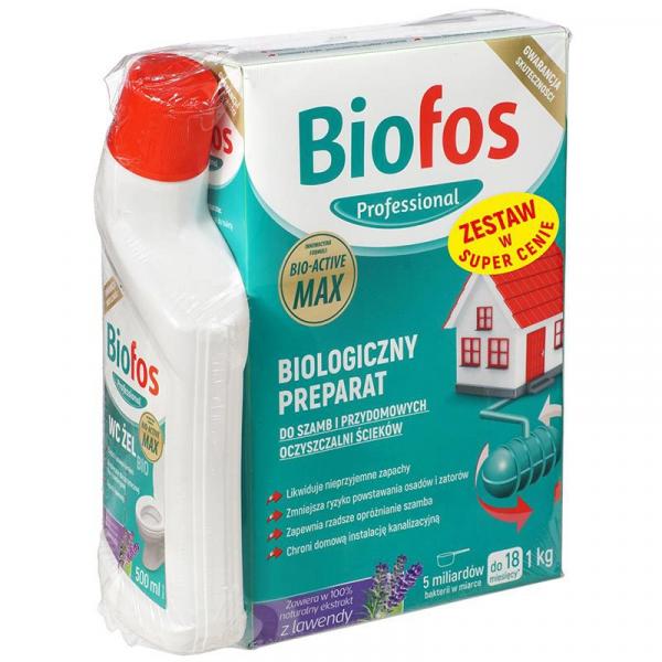 Preparat biologiczny do szamb i przydomowych oczyszczalni ścieków + Żel do WC Biofos Professional