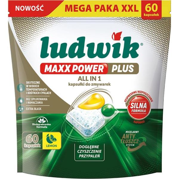 Ludwik All In One Maxx Power tabletki do zmywarek 60szt. Lemon