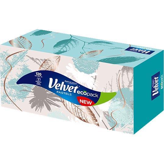 Velvet chusteczki trzywarstwowe Pastels 120 sztuk Kartonik

