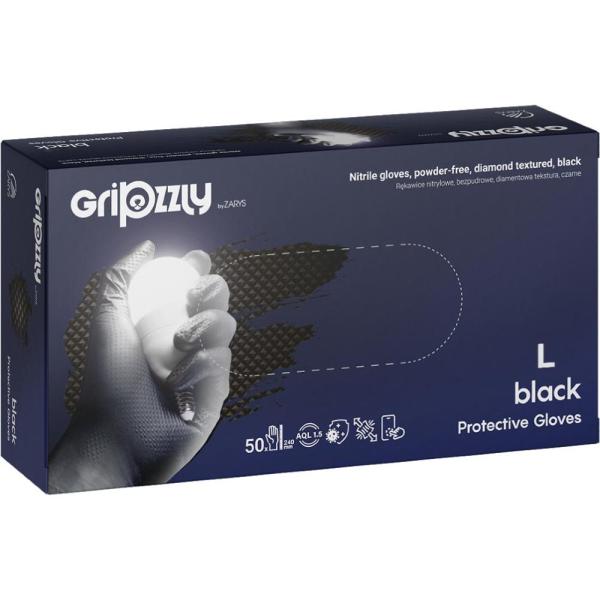 Zarys Gripzzly rękawice nitrylowe L 50szt. czarne