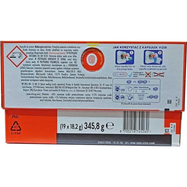 Vizir kapsułki do prania kolorów 19 sztuk