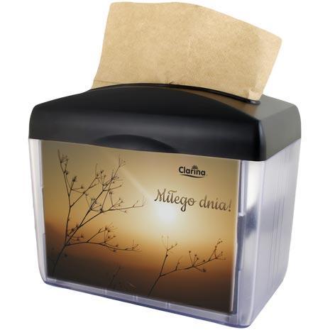 Clarina dyspenser do serwetek Take One z etykietą
