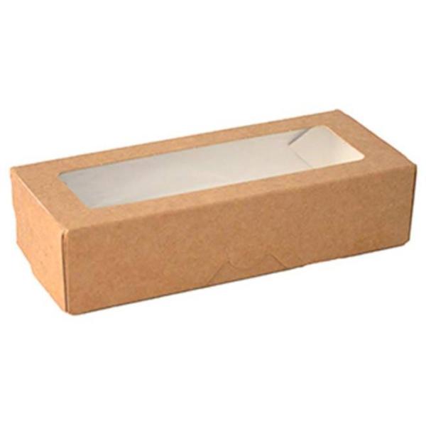 Papstar papierowe pudełko na sushi z okienkiem 4x7x17cm 500ml 25 sztuk
