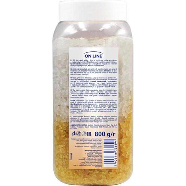 On Line sól do kąpieli 800g Miód i Mleko

