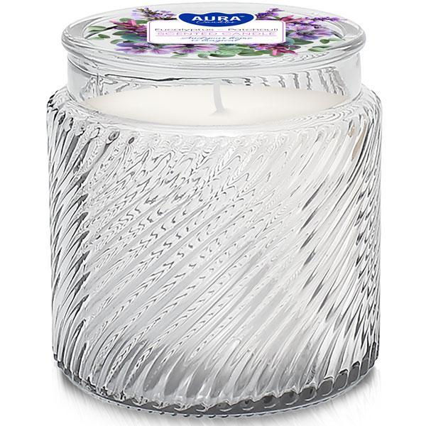 Bispol świeca zapachowa w prążkowanym szkle AC-001-478 Eukaliptus-Paczula 