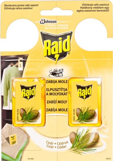 Raid zwalczająca mole zawieszka cedrowa 2szt