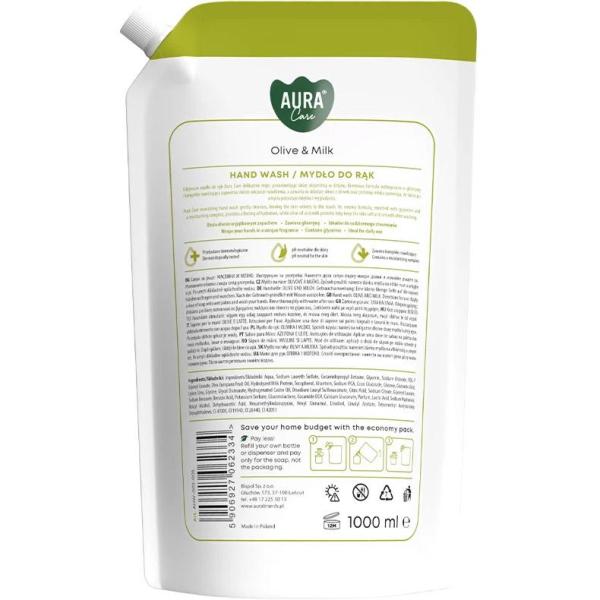 Bispol Aura mydło w płynie zapas 1L Oliwka i Mleko (AHW-002-005) 
